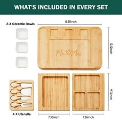 Mr Mrs Cheese Board And Knife Set Large Charcuterie Board, Valentines Day Gifts Wedding Anniversary Engagement Gifts For Couple Bridal Shower Housewarming Gifts -KitchenAid Shop 41Z45RGifBL