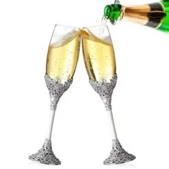 Silver Champagne Flutes - Crystal Glasses Metal Base With Crystal Stones, Set Of 2 Toasting Flute Pair, Wedding Anniversary Party Birthday Banquets, Gifts For Bride And Groom7oz… 17 Silver Champagne Flutes - Crystal Glasses Metal Base With Crystal Stones, Set Of 2 Toasting Flute Pair, Wedding Anniversary Party Birthday Banquets, Gifts For Bride And Groom7oz… -KitchenAid Shop 41Z8FxG3aUL