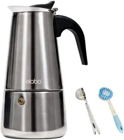 Elabo Stovetop Espreeso Machine And Moka Pot For Gas Or Electric Ceramic Stovetop, Italian Espresso Coffee Shot Maker For Italian Espresso, Cappuccino And Latte, Stainless Steel, 10 Cups -KitchenAid Shop 41ZAUefZGL. AC