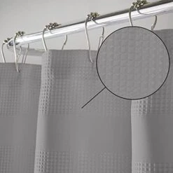 Tial Waffle Weave Fabric Shower Curtain, 72"x72", White -KitchenAid Shop 41ZGbBptkVL. AC