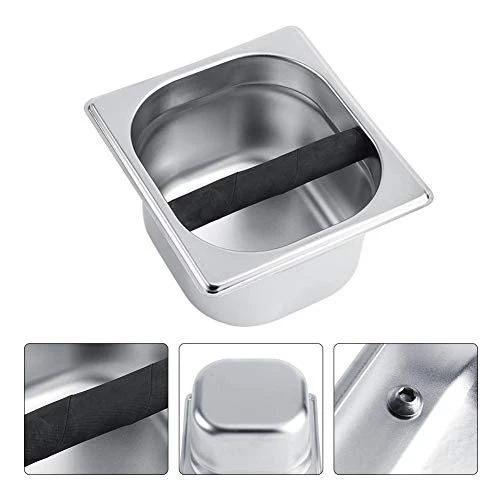 Stainless Steel Coffee Knock Box, Professional Coffee Maker Machine Holder Container Knock Box With Deep Bowl / Durable Rubber Stem, Silver 7 Stainless Steel Coffee Knock Box, Professional Coffee Maker Machine Holder Container Knock Box With Deep Bowl / Durable Rubber Stem, Silver - Image 5