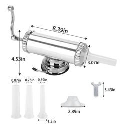 2 LBS Sausage Stuffer With Suction Base Homemade Sausage Filler Sausage Syringe Aluminum Manual Sausage Maker