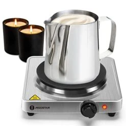 Hot Plate For Candle Making, Portable Electric Stove Melting Chocolate For Candle Making, Portable Hot Plates For Cooking Keeps Moka Pot And Food Warm, Adjustable Temperature Control, Easy To Clean