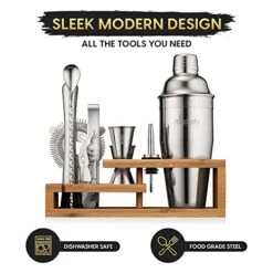 Mixology Bartender Kit And Cocktail Shaker Set For Drink Mixing | Mixology Set With 10 Bar Set Tools And Bamboo Stand Makes It The Perfect Home Cocktail Kit | Complete Bartender Kit (Silver) -KitchenAid Shop 41Zq0Hf7KEL