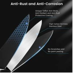 Knife Set,18 Pieces Kitchen Knife Set With Wooden Block,High Carbon German Stainless Steel Knife Block Set,Ultra Sharp, Full-Tang Design With Black Coating -KitchenAid Shop 41Zr2jMAOPL