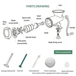Manual Meat Grinder Stainless Steel Hand Crank Meat Grinding Machine Sausage Stuffer Filler Household Pork Mincer Sausage Maker(NO.10) 15 Manual Meat Grinder Stainless Steel Hand Crank Meat Grinding Machine Sausage Stuffer Filler Household Pork Mincer Sausage Maker(NO.10) -KitchenAid Shop 41ZuuqfWZ3L