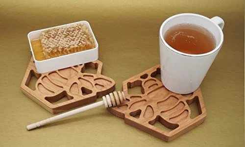 Honey Bee Trivet- Solid Cherry Wood Trivet Hot Pad Holder 4 Honey Bee Trivet- Solid Cherry Wood Trivet Hot Pad Holder - Image 2