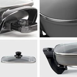 Non-Stick Electric Skillet With Tempered Glass Lid, Black And Grey, Deep-Dish Frying Pan, 12" X 12" Cooking Surface, Vented Lid, One-Pot Cooking, Grill, Saute, Stir-Fry, Stew -KitchenAid Shop 41ZzCHpVHPL