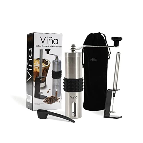 Manual Coffee Grinder, Adjustable Ceramic Burr Premium Stainless Steel Portable Mill With Milk Foam Maker Wand Storage Bag And Coffee Spoon For Travel, Gifts For Coffee Lovers 8 Manual Coffee Grinder, Adjustable Ceramic Burr Premium Stainless Steel Portable Mill With Milk Foam Maker Wand Storage Bag And Coffee Spoon For Travel, Gifts For Coffee Lovers - Image 6
