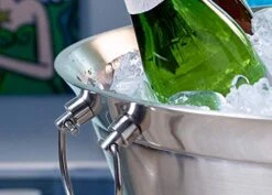 IrdRock Home Double Wall Round Beverage Tub - Stainless Steel - Ice Bucket - Metal Decorative Drink Cooler - House Party - Handles Small Container - Large -KitchenAid Shop 41a7wC99pXL