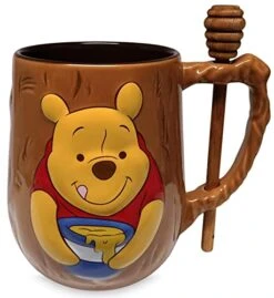 Parks Exclusive - Ceramic Coffee Mug - Winnie The Pooh Sculpted With Honey Stick Stirrer, 25 Ounces