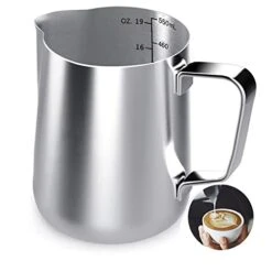 Milk Frothing Pitcher, 20 Oz Milk Frother Cup Espresso Cup Stainless Steel