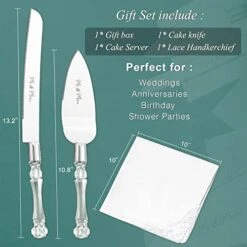 Set Of 3 Wedding Cake Cutting-Mr And Mrs Wedding Cake Knife Cake Pie Pastry Servers And White Lace Handkerchief,Cake Cutter And Server Set Perfect For Wedding,Birthday,Anniversary,Parties And Events -KitchenAid Shop 41aaGCoOLbL