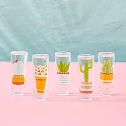 5-Pack Cactus Shot Glasses Set For Bachelorette, Fiesta Supplies, Western-Themed Party, Round, Decorative Shot Glasses With Heavy Base For Tequila, Whiskey, Vodka (2 Oz) -KitchenAid Shop 41aes3AnIFL