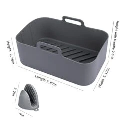 2PCS Air Fryer Silicone Pot For Ninja Foodi Dual DZ201 DZ401, Reusable Air Fryer Silicone Liners For Ninja 8QT With Mitts Basket Accessories -KitchenAid Shop 41asHnV7ehL