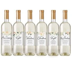 Marriage Milestones, Floral Wedding Firsts, 6 Wine Bottle Labels