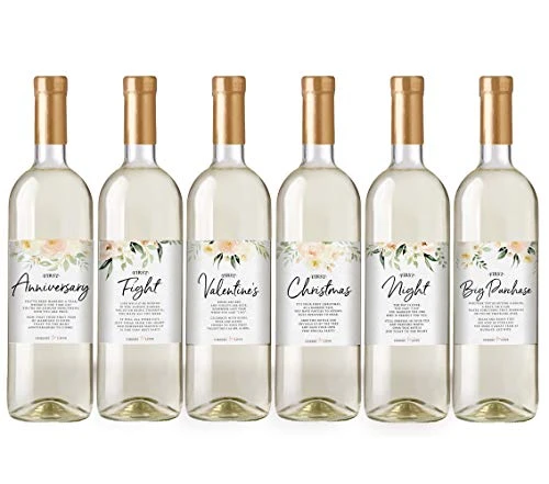 Marriage Milestones, Floral Wedding Firsts, 6 Wine Bottle Labels 3 Marriage Milestones, Floral Wedding Firsts, 6 Wine Bottle Labels