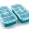 1-Cup Extra-Large Silicone Freezing Tray With Lid - Freeze Food Soup Broth Sauce In Perfect 1-Cup Portions, 2-Pack, Aqua Color