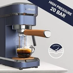 Espresso Machine 20 Bar Espresso Maker CMEP01 With Milk Frother Steamer, Home Expresso Coffee Machine For Cappuccino And Latte (Navy Blue, Stainless Steel) Gift For Coffee Lovers, Father