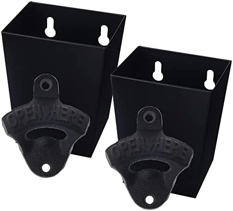 Satin Black Cast Iron Bottle Opener Wall Mounted With Bottle Cap Catcher Narrow 13 Satin Black Cast Iron Bottle Opener Wall Mounted With Bottle Cap Catcher Narrow - Image 11