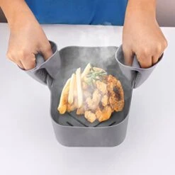 2PCS Air Fryer Silicone Pot For Ninja Foodi Dual DZ201 DZ401, Reusable Air Fryer Silicone Liners For Ninja 8QT With Mitts Basket Accessories -KitchenAid Shop 41b1vK55HRL