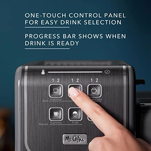 Mr. Coffee® ® One Touch CoffeeHouse+ Espresso, Cappuccino, And Latte Maker,530 Ml, Grey 4 Mr. Coffee® ® One Touch CoffeeHouse+ Espresso, Cappuccino, And Latte Maker,530 Ml, Grey - Image 2