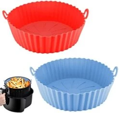 2 Pack Air Fryer Silicone Liners Basket Round, Apply To 1-3.5 QT Airfryer, Air Fryer Silicone Pot Bowl, Reusable Baking Tray Cooking Oven Accessories (Top 6.5in / Bottom 5.5in) -KitchenAid Shop 41bFH3nEkCL. AC