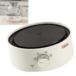 Electric Hot Plate, Safe Mini Electric Stove PP Efficient 360 Degree Vertical Heating Uniform Heating Far Infrared Heating Round Body For Tea (White) -KitchenAid Shop 41bJIAIIppL