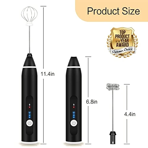 Electric Milk Frother USB Rechargeable 3 Speed Handheld Milk Shaker Maker Frother 2 Stainless Whisks Cappuccino, Bulletproof Coffee, Egg Mix, Keto Diet, Matcha, Hot Chocolate (Black) (101) 8 Electric Milk Frother USB Rechargeable 3 Speed Handheld Milk Shaker Maker Frother 2 Stainless Whisks Cappuccino, Bulletproof Coffee, Egg Mix, Keto Diet, Matcha, Hot Chocolate (Black) (101) - Image 6