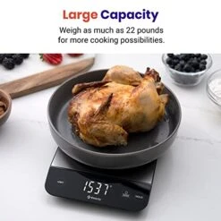 Food Kitchen Scale 22lb, Digital Weight Grams And Oz For Weight Loss, Baking And Cooking, 0.05oz/1g Precise Graduation,5 Weight Units, IPX6 Waterproof, USB Rechargeable,304 Stainless Steel -KitchenAid Shop 41bMCiptzjL