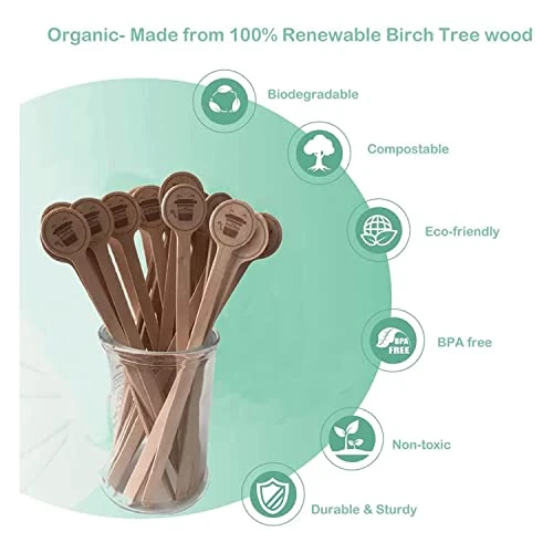 100 Pack Coffee Stirrers Disposable Wooden Coffee Stir Sticks With Round Ends,Disposable Environmentally Friendly Biodegradable Cafe Grade Beverage Stir Sticks For 6 Inch Coffee Milk Cocktail Tea 4 100 Pack Coffee Stirrers Disposable Wooden Coffee Stir Sticks With Round Ends,Disposable Environmentally Friendly Biodegradable Cafe Grade Beverage Stir Sticks For 6 Inch Coffee Milk Cocktail Tea - Image 2