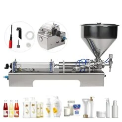 Orizontal Pneumatic Liquid And Paste Filling Machine, Single-head Semi-Automatic Paste Filler For Liquid And Paste 110V Stainless Steel Liquid Filling Machine With 40L Hopper 100ml-600ml Volume -KitchenAid Shop 41bQI5KOlXL