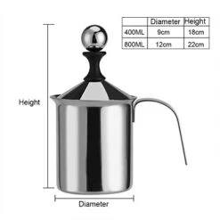 Milk Frother - 400ML/800ML Stainless Steel Manual Milk Frother， Double Mesh Coffee Cappuccino Foamer Creamer (Capacity : 400ML) -KitchenAid Shop 41bTUmk7fRL