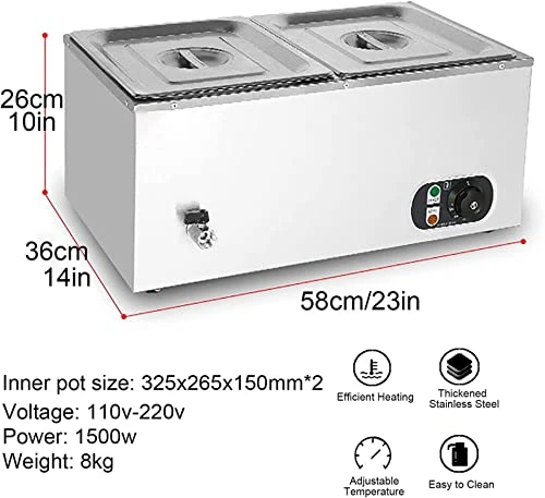 MEHAOC 1500W Food Heater, Buffet Heater, Steam Table Top, Oven Steam Table With Temperature Control, Party, Dining, Restaurant (Color: 2 Loaves) (2 Loaves) 4 MEHAOC 1500W Food Heater, Buffet Heater, Steam Table Top, Oven Steam Table With Temperature Control, Party, Dining, Restaurant (Color: 2 Loaves) (2 Loaves) - Image 2