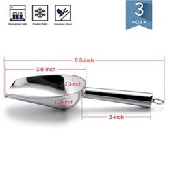 Mini Ice Scoop Set Of 2, E-far 3 Ounce Stainless Steel Scoops For Ice Cube/Candy/Flour/Sugar, Metal Utility Scoops For Canisters, Baking, Kitchen Pantry, Rust Proof & Dishwasher Safe
