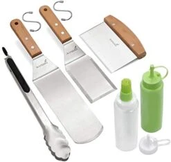 Professional Metal Spatula Set - Stainless Steel Spatula And Griddle Scraper - Heavy Spatula Griddle Accessories Great For Cast Iron Griddle BBQ Flat Top Grill - Commercial Grade -KitchenAid Shop 41bXDbZvDzL. AC