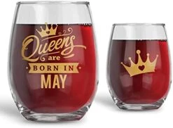 Irthday Gifts For Women - Queens Are Born In May - Taurus And Gemini - 21oz Stemless Wine Glass - Unique Horoscope Gifts For Her - Happy Birthday Gifts For Moms, Best Friends, Sisters -KitchenAid Shop 41bXGPHVFRS. AC