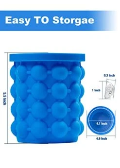Ice Cube Mold Ice Cube Trays, New 3D Ice Cubes Maker(2 In 1), Large Cylindrical Silicone Ice Bucket For Frozen Cocktail, Beverages And More - Blue -KitchenAid Shop 41bcIzrvpsL