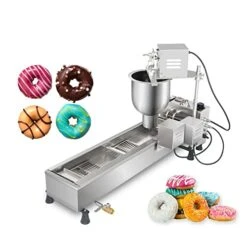 Commercial Single Row Automatic Donut Maker Machine, 7L Hopper Electric Frying Donuts Maker With 3 Sizes Moulds, 110V Doughnut Making Machine With Intelligent Control Panel (800PCS/H)