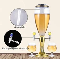 HEIMP Beer Tower Dispenser, Drink Dispenser Beer Tower Drink Dispenser With Double Tap, 3L, U Can Put Ice In Ice Tube To Keep Beer Cold - Great For Beer Lovers Beer -KitchenAid Shop 41bd0bjT4VL