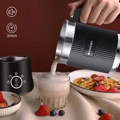 Detachable Milk Frother And Steamer - 5-in-1 Automatic Hot/Cold Foam And Hot Chocolate Maker,12.3oz Stainless Steel Electric Milk Steamer With Dishwasher Safe,120V,Black 10 Detachable Milk Frother And Steamer - 5-in-1 Automatic Hot/Cold Foam And Hot Chocolate Maker,12.3oz Stainless Steel Electric Milk Steamer With Dishwasher Safe,120V,Black -KitchenAid Shop 41bfLu1Vs0L