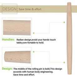 Rench Rolling Pin For Baking 18 Inch - Gifbera Better Wood Beech Dough Roller Baking Utensils For Pizza Bread Pastry Fondant