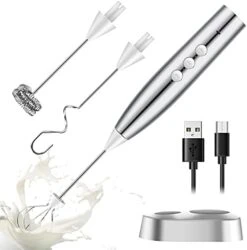 Milk Frother Handheld For Coffee Lattes Electric Foam Maker With 3 Whisks 3 Speed Rechargeable Drink Mixer Beater For Bulletproof Coffee Cappuccino Frappe Matcha (Black3.0) -KitchenAid Shop 41bxHkaEP0S. AC