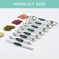 Measuring Spoons, 8 Sets Magnetic Measuring Spoons Dual Sided Stainless Steel Measuring Spoons Stackable Nesting Tablespoon Teaspoon, Fits In Spice Jars, For Dry Or Liquid Ingredients (Black) -KitchenAid Shop 41bxywW7dvL