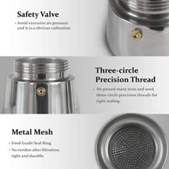 Elabo Stovetop Espreeso Machine And Moka Pot For Gas Or Electric Ceramic Stovetop, Italian Espresso Coffee Shot Maker For Italian Espresso, Cappuccino And Latte, Stainless Steel, 10 Cups -KitchenAid Shop 41c1KikrC8L