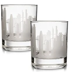 Skyline Etched Philadelphia Whiskey Glasses Gift (Set Of 2) | Old Fashioned Tumbler – For Philadelphia Lovers