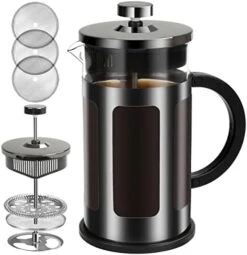 French Press Coffee Maker 12 Ounce Stainless Steel With Borosilicate Glass Heat Resistant 4 Level Filtration System For Brew Coffee & Tea Dishwasher Safe 350ml (12oz, Stainless Black) 25 French Press Coffee Maker 12 Ounce Stainless Steel With Borosilicate Glass Heat Resistant 4 Level Filtration System For Brew Coffee & Tea Dishwasher Safe 350ml (12oz, Stainless Black) -KitchenAid Shop 41cFXt8ZNJL. AC 1