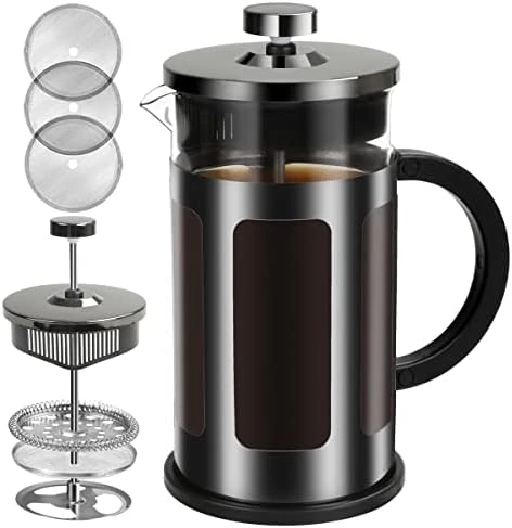 French Press Coffee Maker 12 Ounce Stainless Steel With Borosilicate Glass Heat Resistant 4 Level Filtration System For Brew Coffee & Tea Dishwasher Safe 350ml (12oz, Stainless Black) 9 French Press Coffee Maker 12 Ounce Stainless Steel With Borosilicate Glass Heat Resistant 4 Level Filtration System For Brew Coffee & Tea Dishwasher Safe 350ml (12oz, Stainless Black) - Image 7