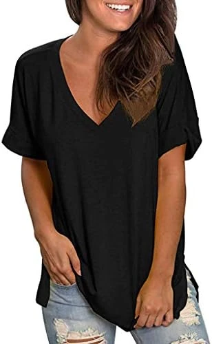 Meikosks Womens Summer Short Sleeve Shirt V Neck Tops Solid Color Basic Pullover Workout Blouses 8 Meikosks Womens Summer Short Sleeve Shirt V Neck Tops Solid Color Basic Pullover Workout Blouses - Image 6