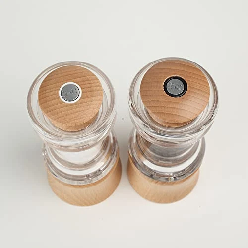 Classic Clear Acrylic & FSC Certified Beech Salt Mill, H150mm 4 Classic Clear Acrylic & FSC Certified Beech Salt Mill, H150mm - Image 2